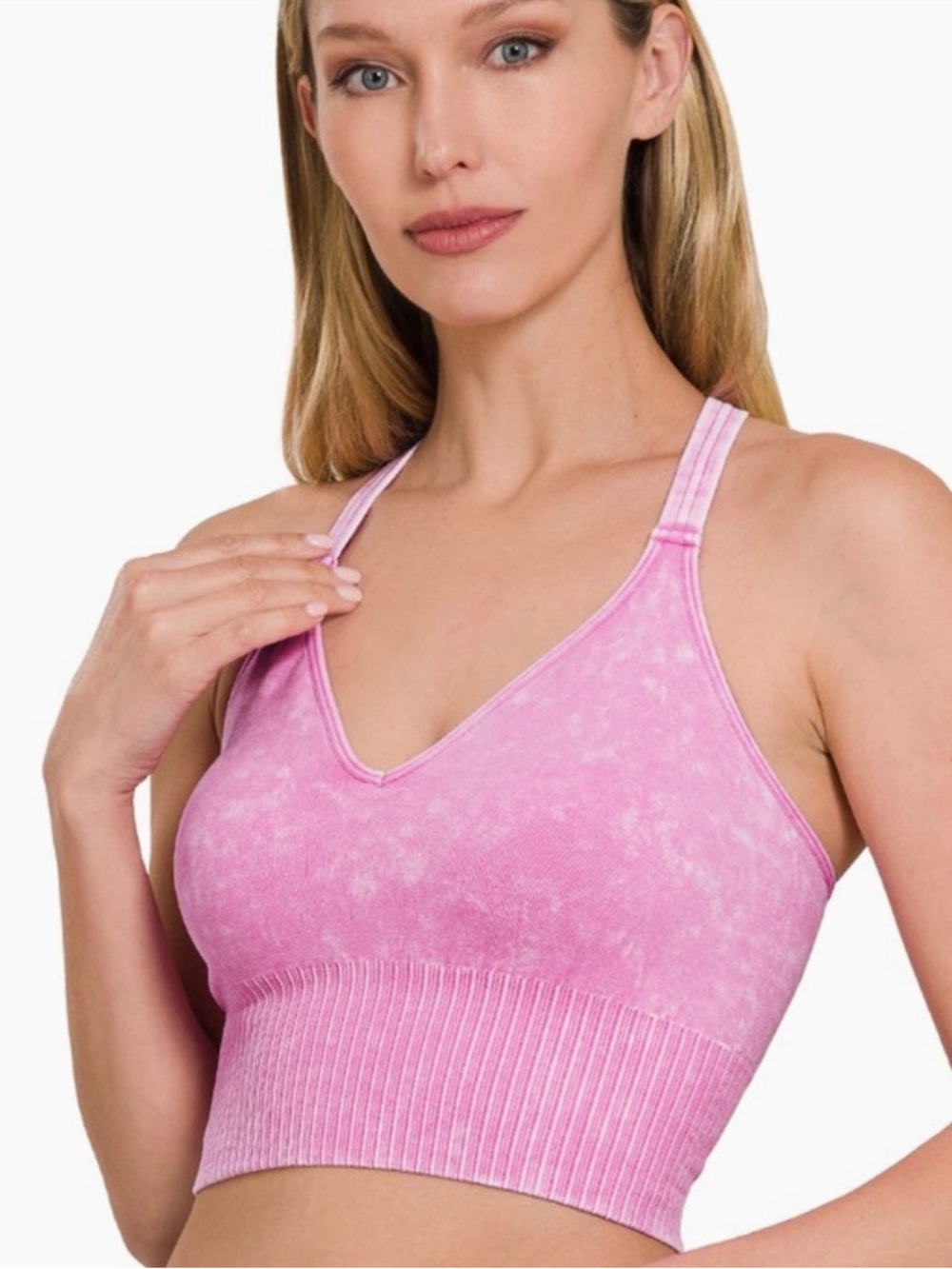 Zenana Crisscross Strap Back V-Neck Mauve Brami